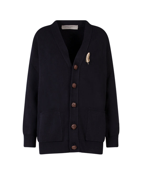 Cotton Cardigan With Brooch Detail