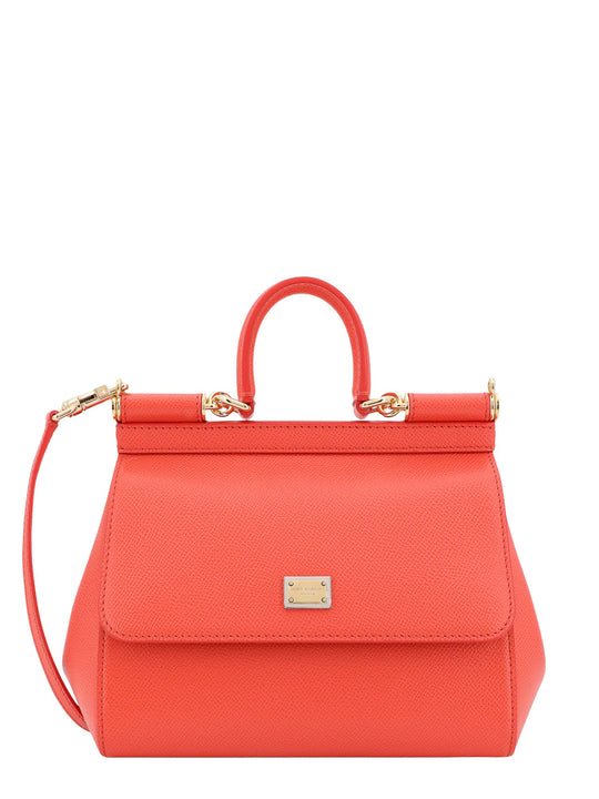 Leather Handbag With Metal Logo