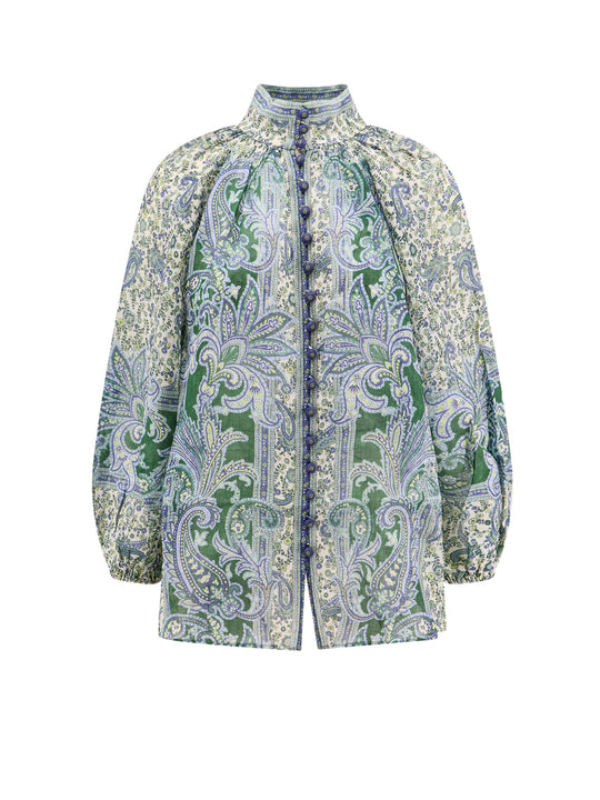 Ramie Shirt With Paisley Motif