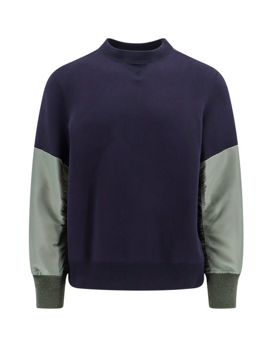 Cotton Sweatshirt With Nylon Inserts