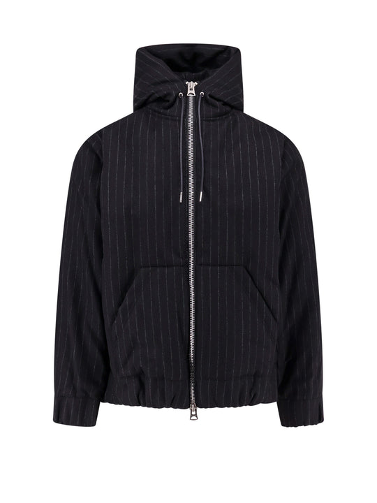 Padded Wool Jacket With Striped Motif