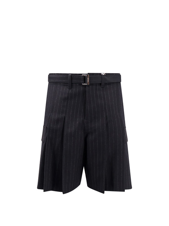 Wool Bermuda Shorts With Striped Motif