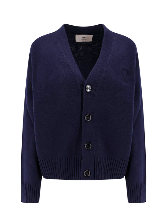 Extrafine Merino Wool And Cashmere Cardigan With Embroidered Logo