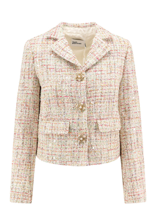 Bouclé Fabric Blazer With Sewuins