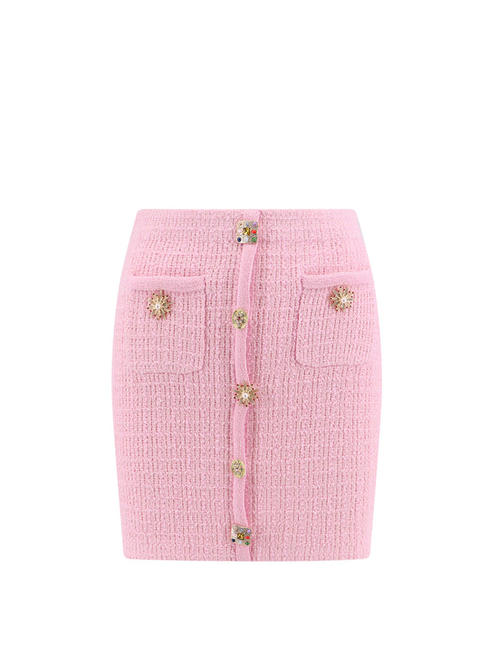 Knit Skirt With Jewel Buttons