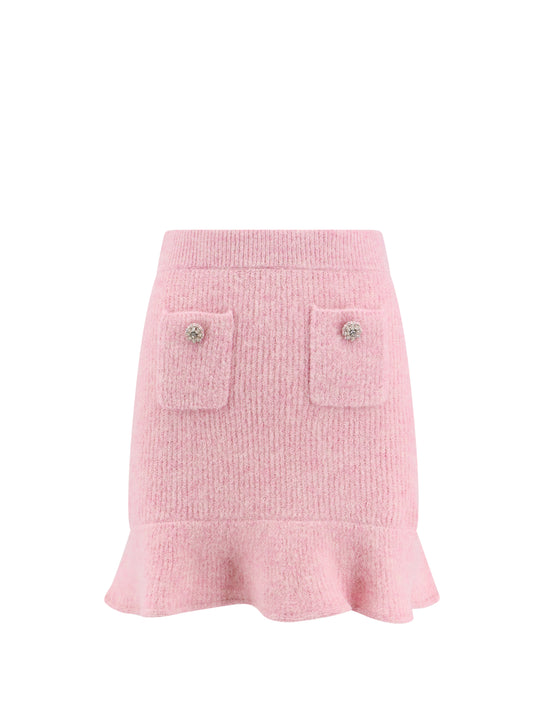 Alpaca Blend Skirt With Jewel Buttons