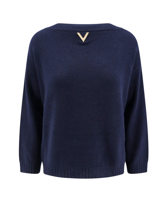 Cashmere Sweater With Metallic V Detail