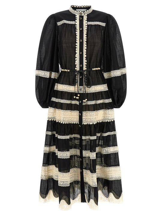 Rhiannon Lace Billow Dresses White/Black