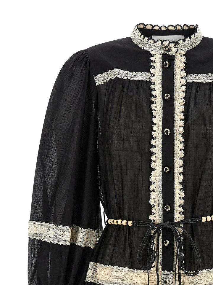 Zimmermann Rhiannon Lace Billow Dresses - White/Black | 574ace637f3e73ed1ca9962c9d2bde5c4d15e6fc