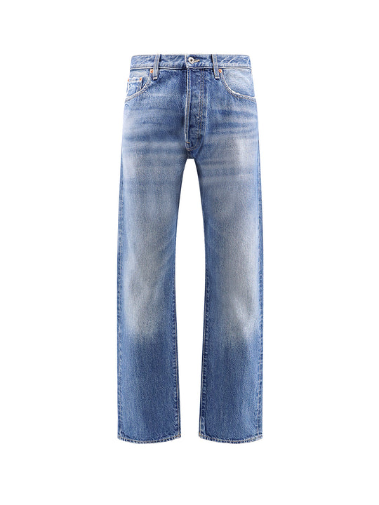 Cotton Jeans With Back V Detail