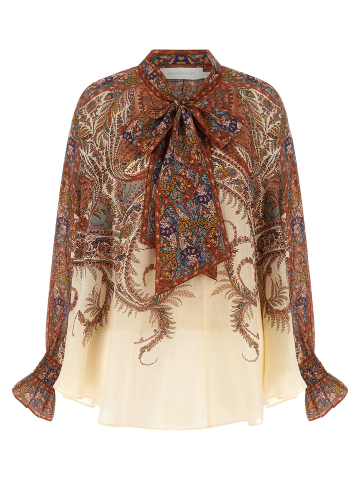 Zimmermann Rhiannon Tie Neck Shirt and Blouse - Multicolor | 00eb3a47449ec7e162b65dc4f8cd385f6ea61dda