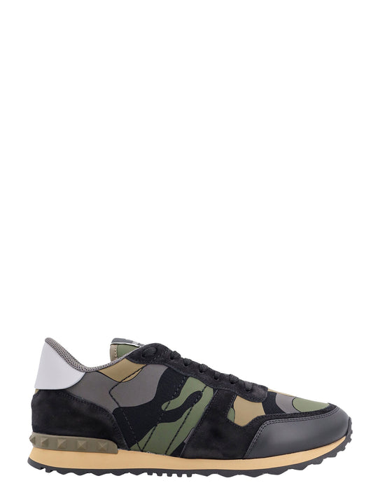 Leather And Suede Sneakers With Camouflage Print