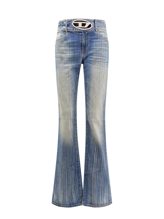 Cotton Jeans With Metal Oval-D Logo