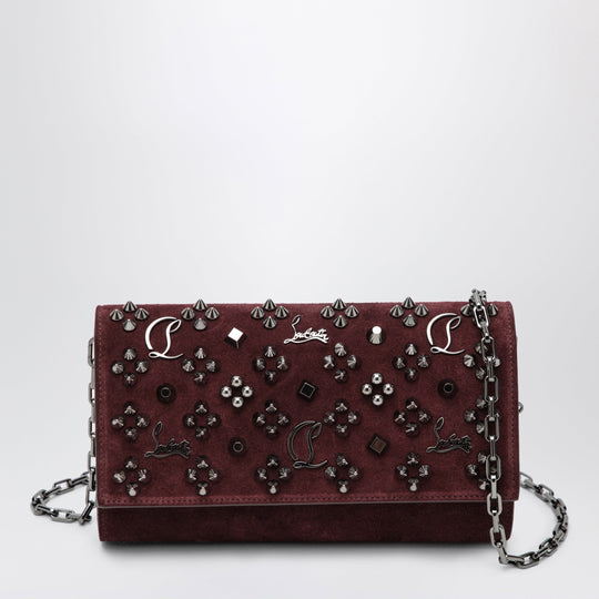 Paloma Studded Suede Wallet On Chain Burgundy