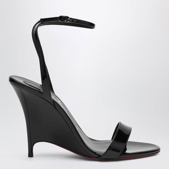 Miss Z Black Patent Leather Wedge Sandals