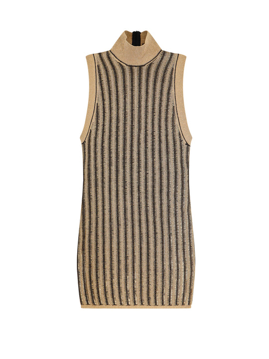Wool Blend Dress With Metallized Effect
