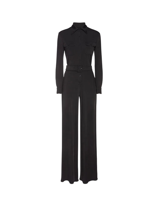 Stretch Viscose Jumpsuit With Belt