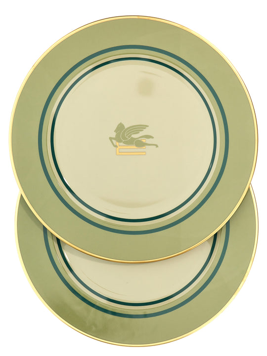 Set Of 2 Placemats ⌀ 32 Cm Plates Green