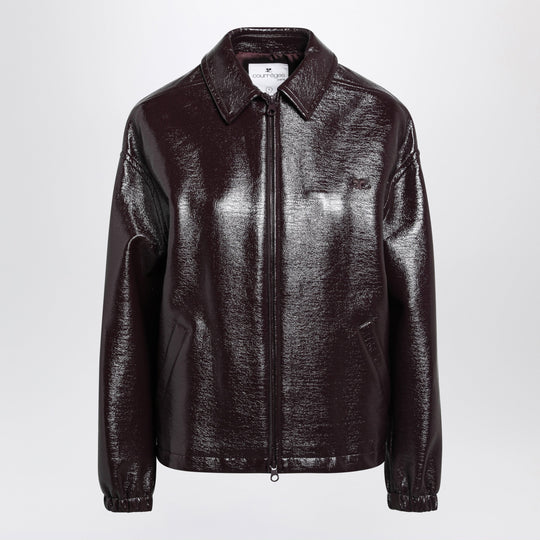 Burnt Red Vinyl Bomber Jacket