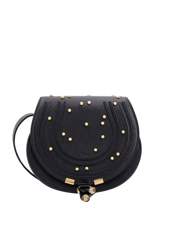 Leather Shoulder Bag With Metal Studs