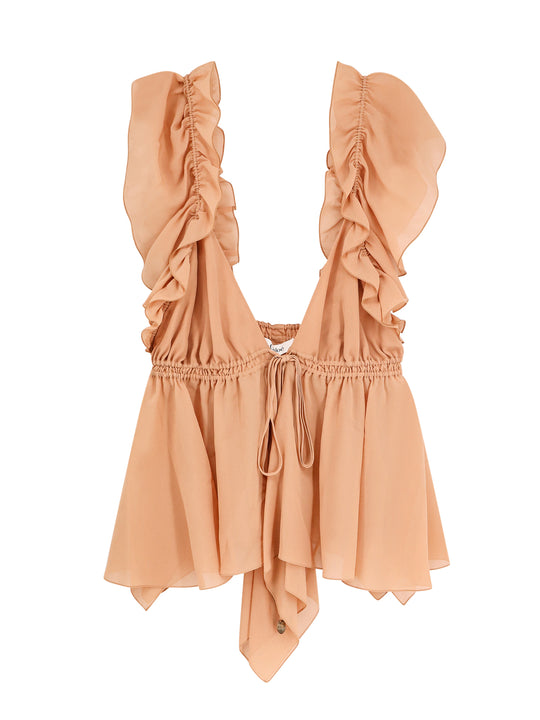 Silk Top With Rouches