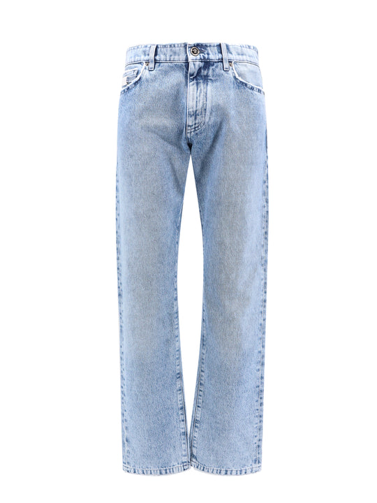 Cotton Jeans With Medusa Detail