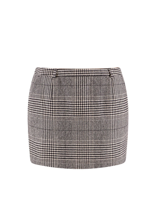 Wool And Cashmere Mini Skirt With Prince-Of-Wales Motif