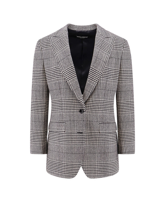 Wool And Cashmere Blazer With Prince Of Wales Motif