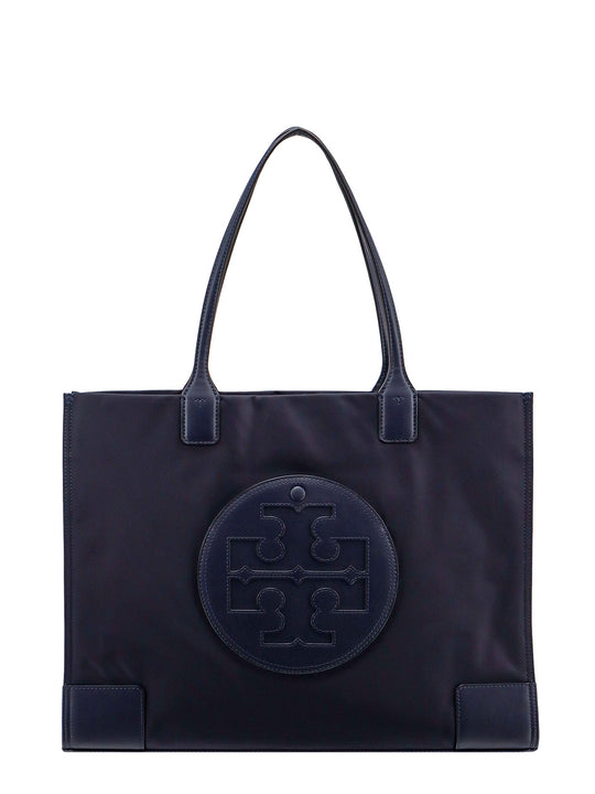 Nylon Shoulder Bag With Frontal Leather Logo