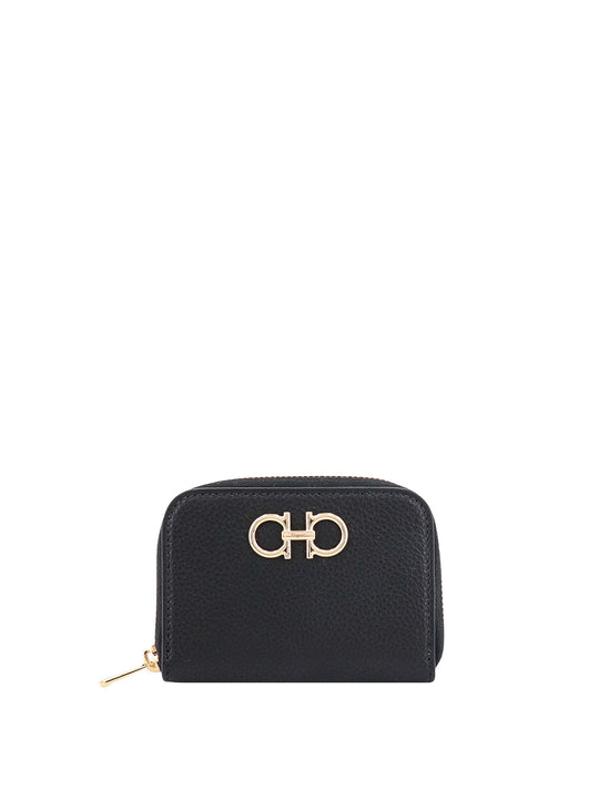 Leather Card Holder With Iconic Gancini Detail