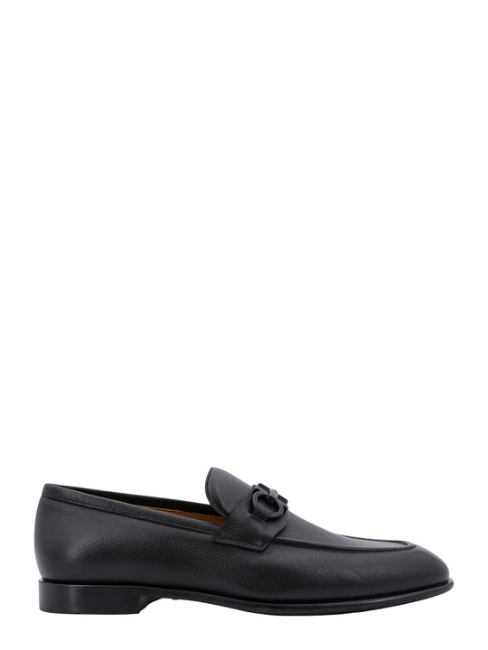 Leather Loafer With Gancini Metal Detail