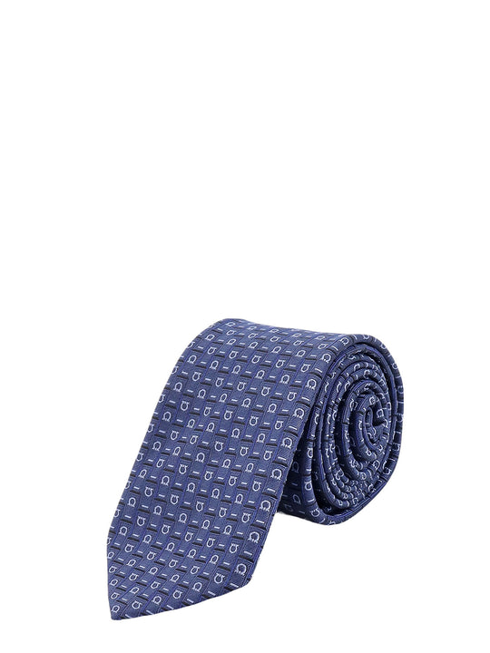 Silk Tie With Gancini Motif