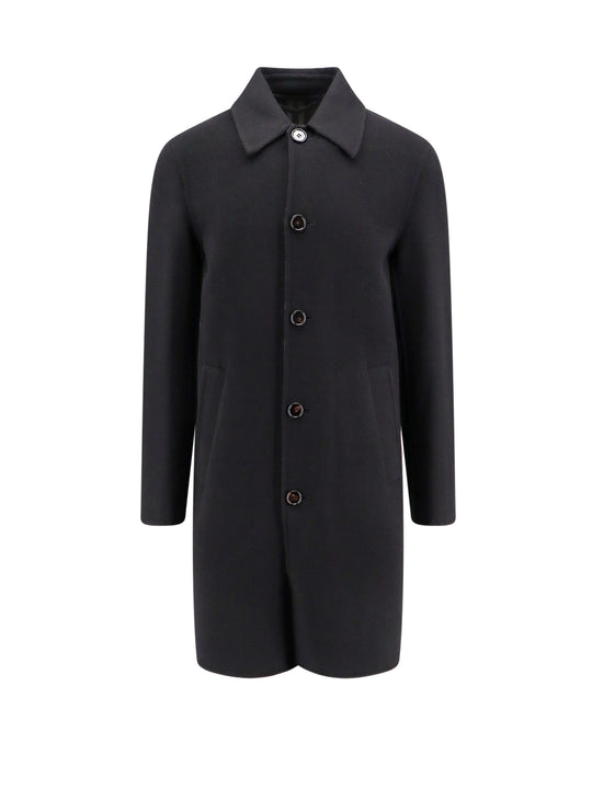 Wool Coat With Check Lining