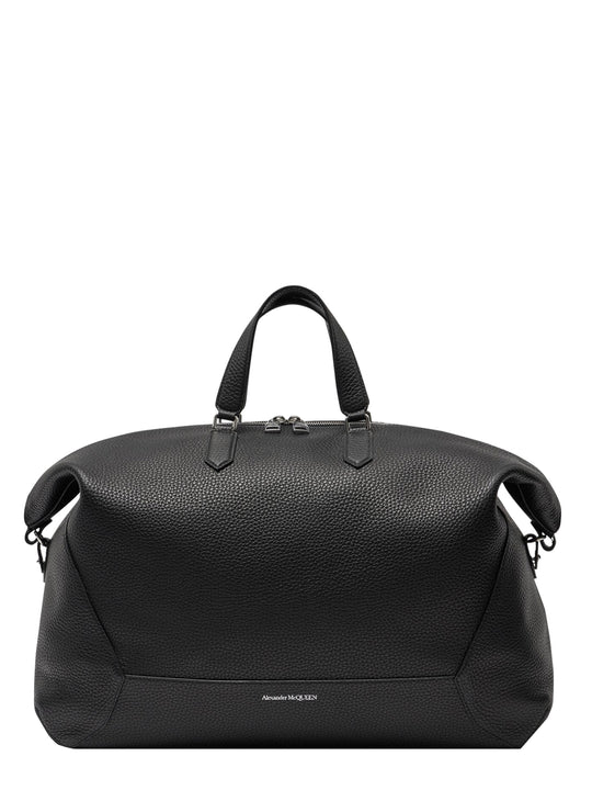 Leather Duffle Bag With Logo Print