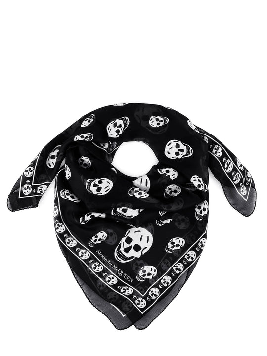 Silk Scarf With All-Over Skull Print