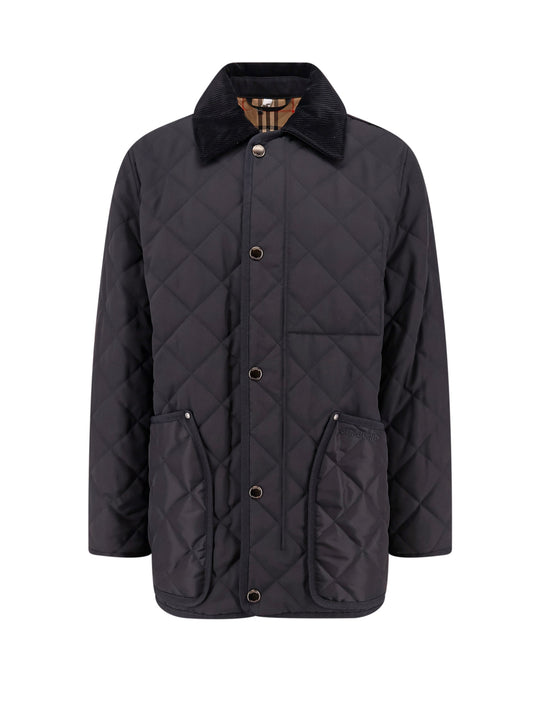 Padded And Quilted Nylon Jacket With Check Motif