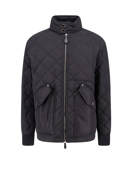 Padded And Quilted Nylon Jacket With Check Lining