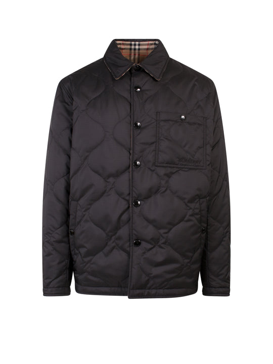 Padded And Quilted Jacket With Burberry Embroidery