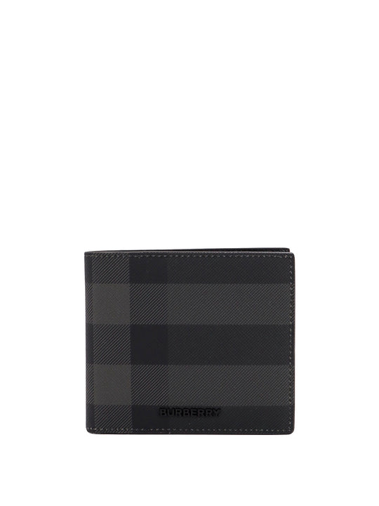 Coated Canvas Wallet With Check Motif