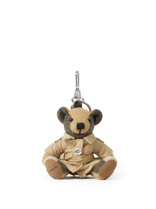 Key Ring With Double Metal Hook And Iconic Cashmere Charm With Trench Detail