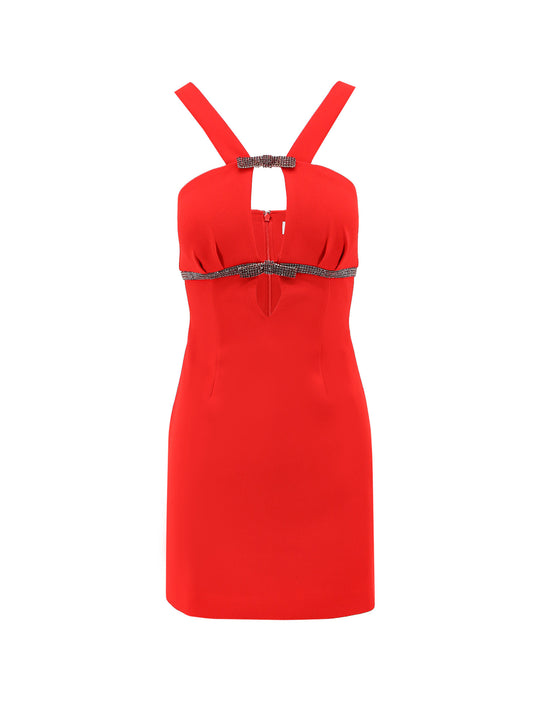 Crepe Mini Dress With Rhinestone