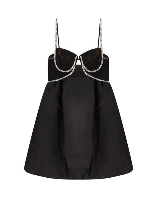 Taffetà Dress With Rhinestones Detail