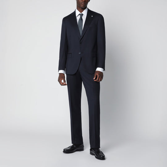 Single-Breasted Blue Wool Suit