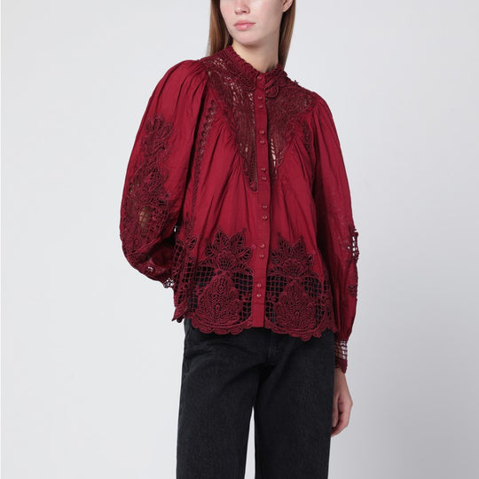 Berry Garden Blouse In Guipure Lace