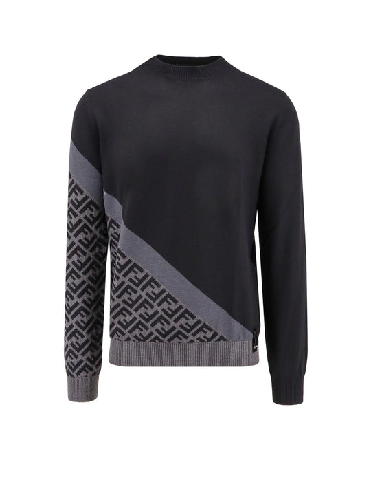 Wool Sweater With Fendi Diagonal Motif