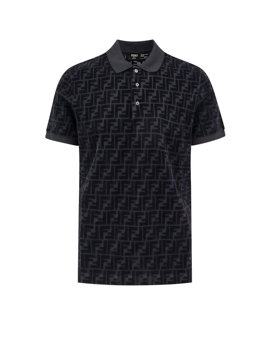 Cotton Polo Shirt With Flocked Ff Motif