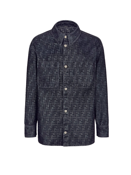 Denim Shirt With Flocked Ff Logo