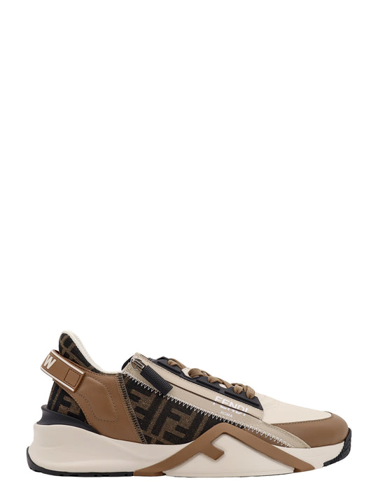 Fendi Flow Leather Sneakers With Ff Motif