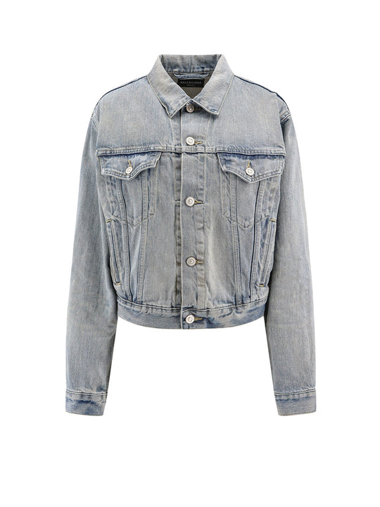 Denim Jacket With Balenciaga Print