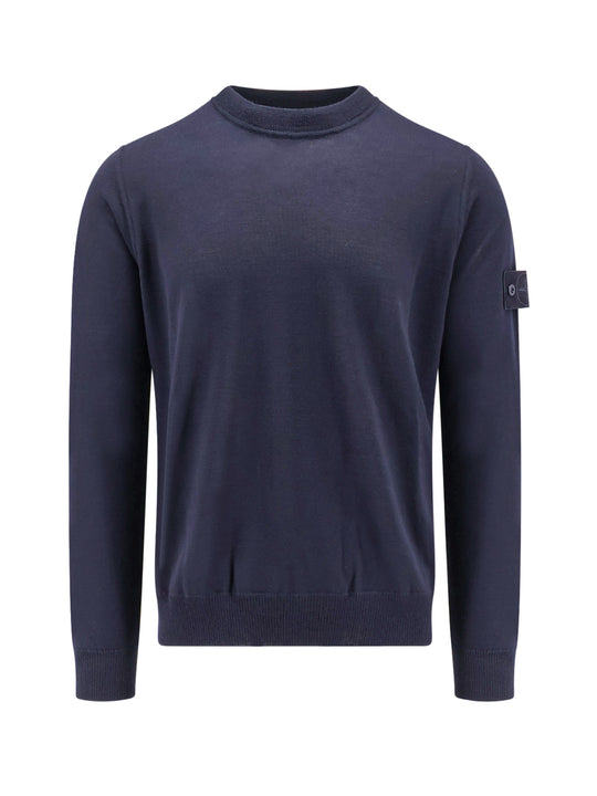 Virgin Wool Sweater With Embroidered Logo